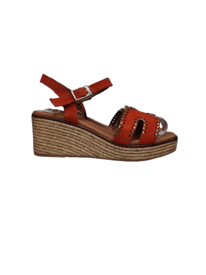 SANDALES COMPENSEE CUIR NUBUCK TERACOTTA - ERAM T.37 DE SECONDE MAIN