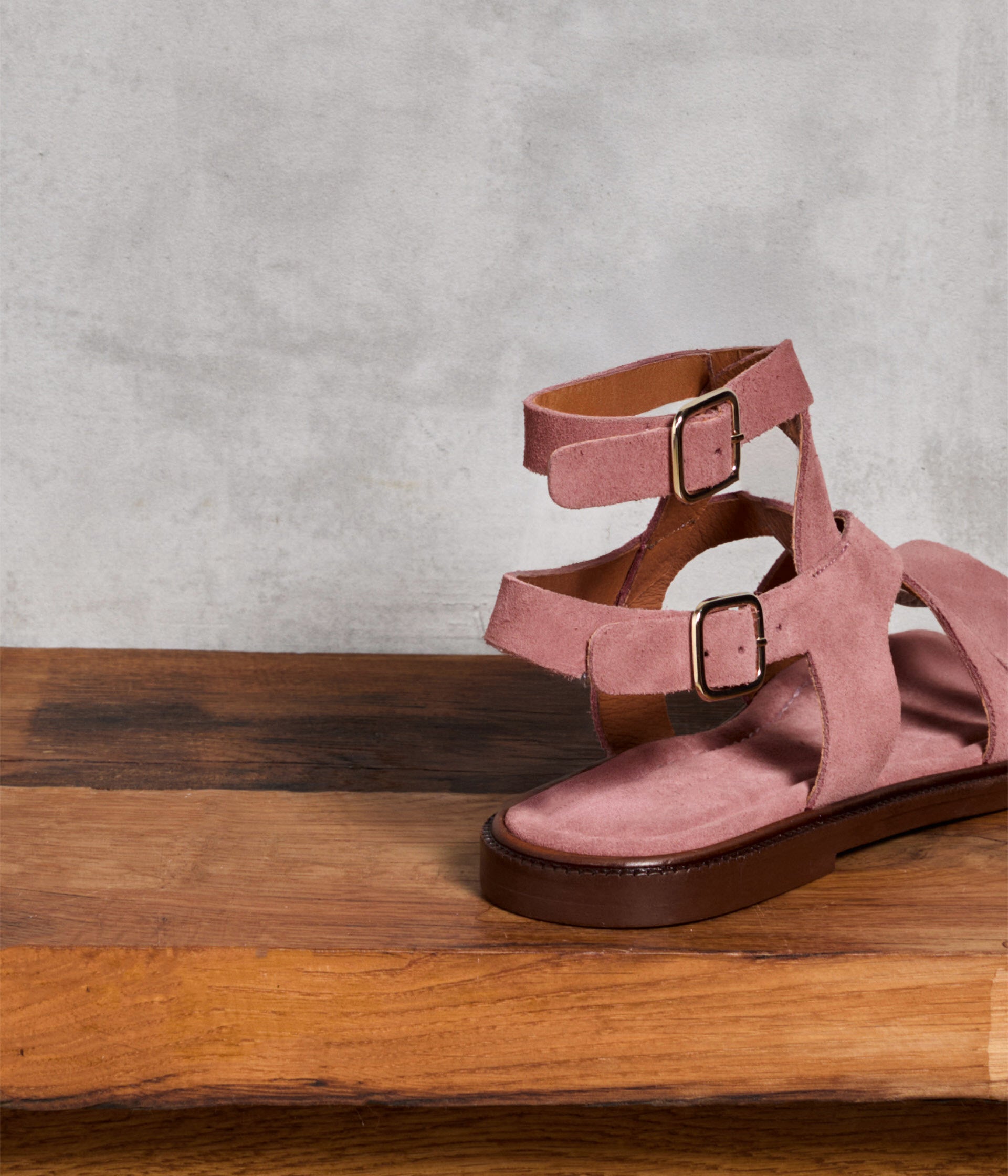 SANDALE PLATE GISLA VIEUX ROSE