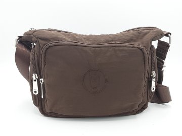 Sac a main marron bandoulière textile de seconde main