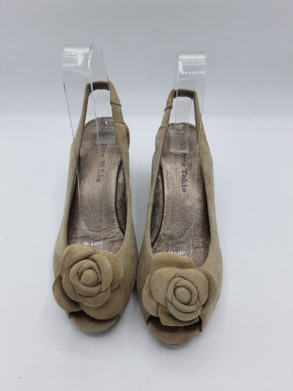 sandales compensées de seconde main beige