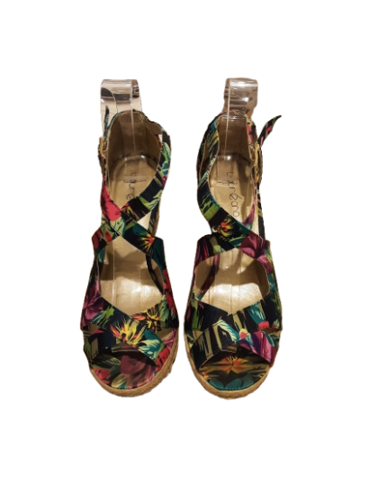 Sandale compensée fleuri multicolore LAUREANA T38 de seconde main