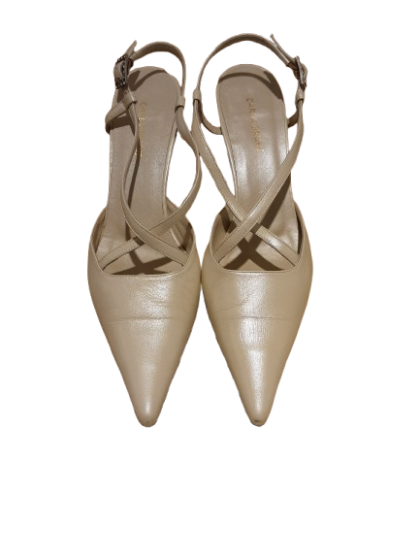 Sling-back blanc cassé (mariage) en cuir - CARLA BRUNI T39 de seconde