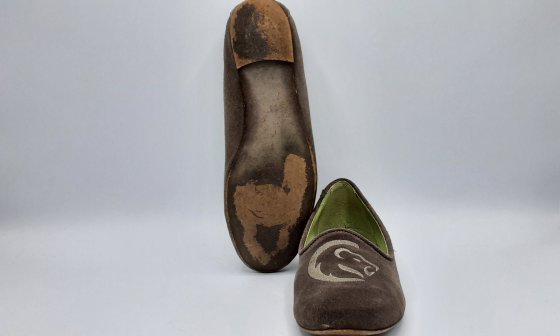 Ballerine taupe en nubuck de seconde main