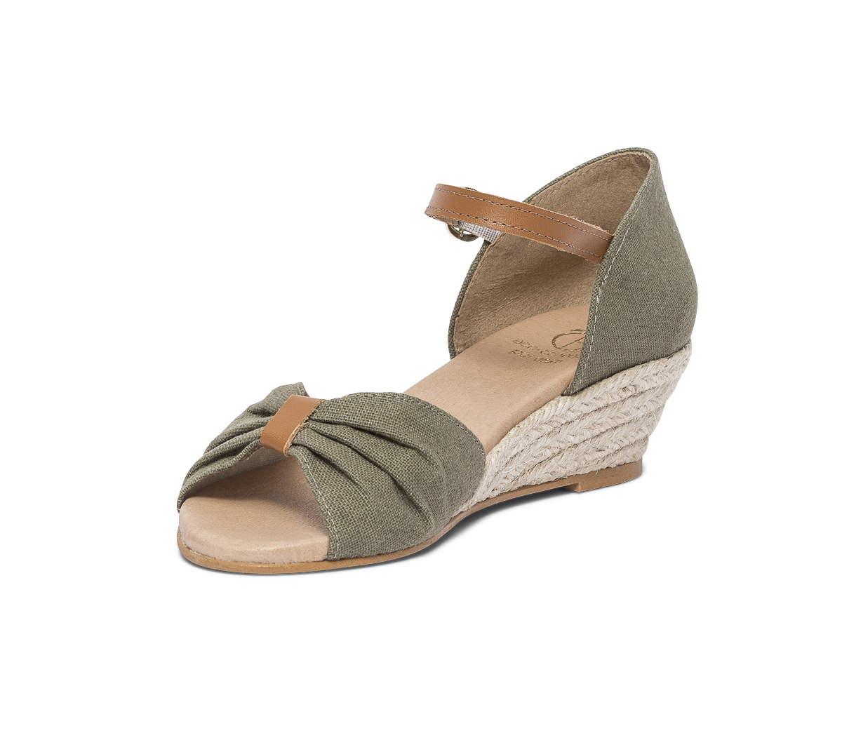 Sandale kaki en toile de coton et chanvre