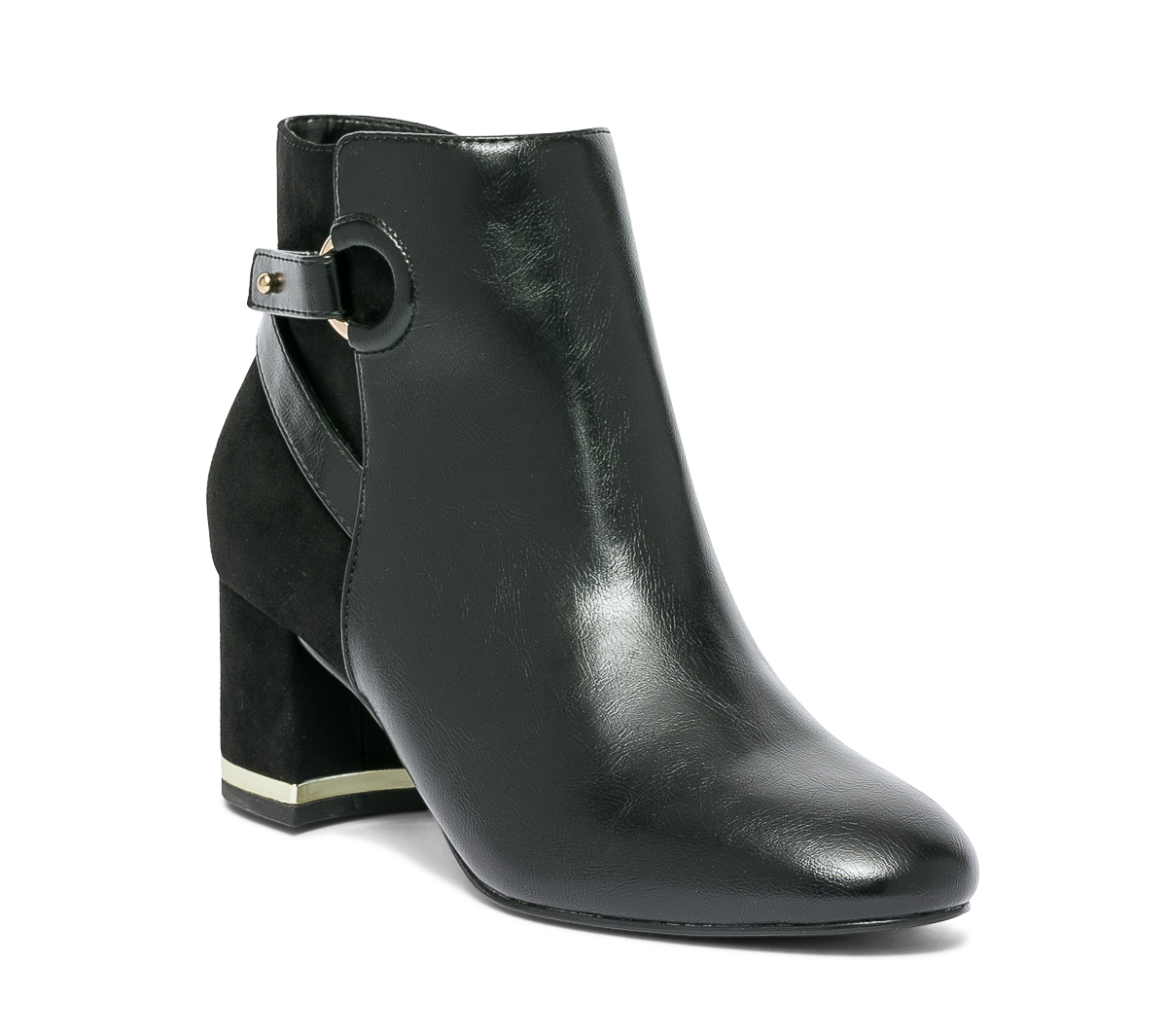Boots noir en cuir bi matière