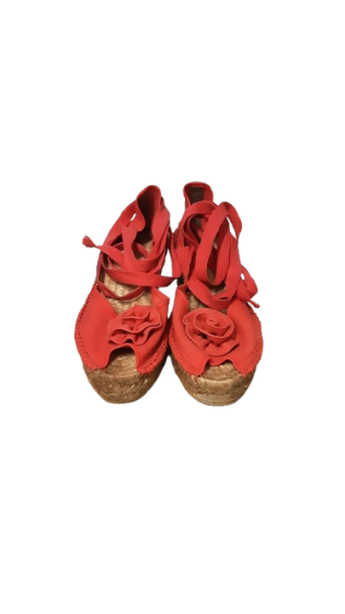 Sandales rouge à talons compensées de seconde main 39