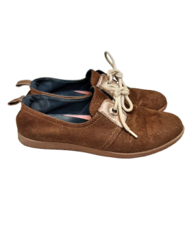 Armistice en cuir velours cognac/paillette T39 de seconde main