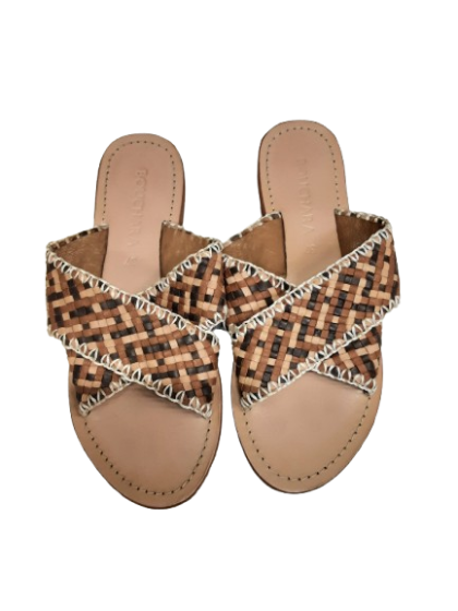 Mules en cuir tressé marron - BOUCHARA- t37 de seconde main