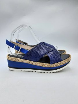 Sandales compensées KESS bleues de seconde main