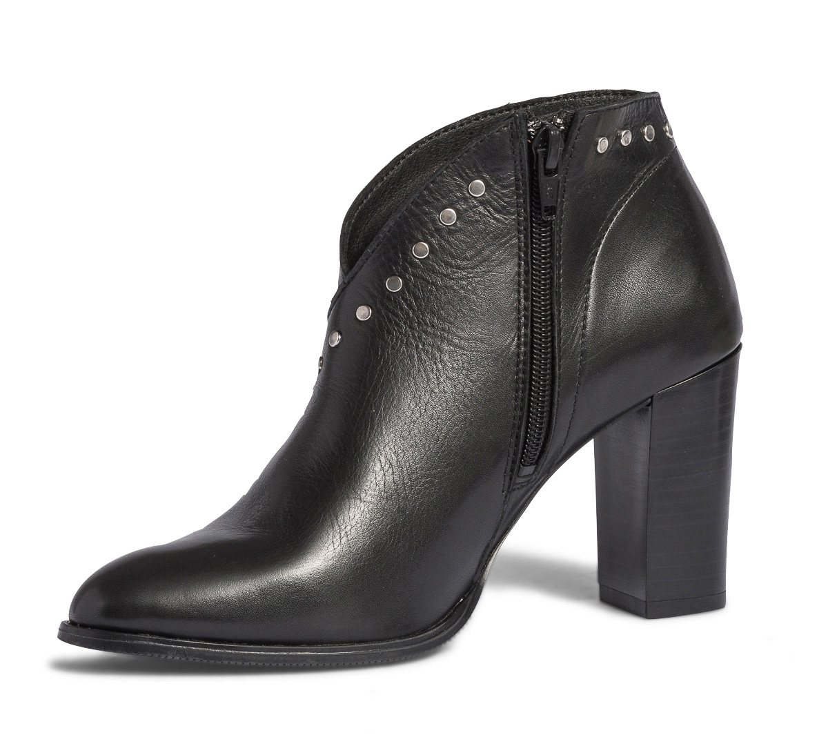 Low boots TEXTO noir en cuir à clous