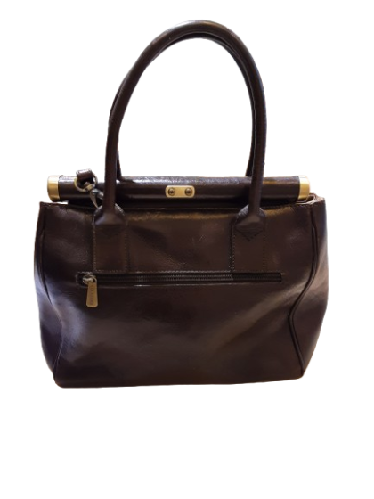 Sac bandoulière marron en cuir  HEXAGONE  De Seconde Main