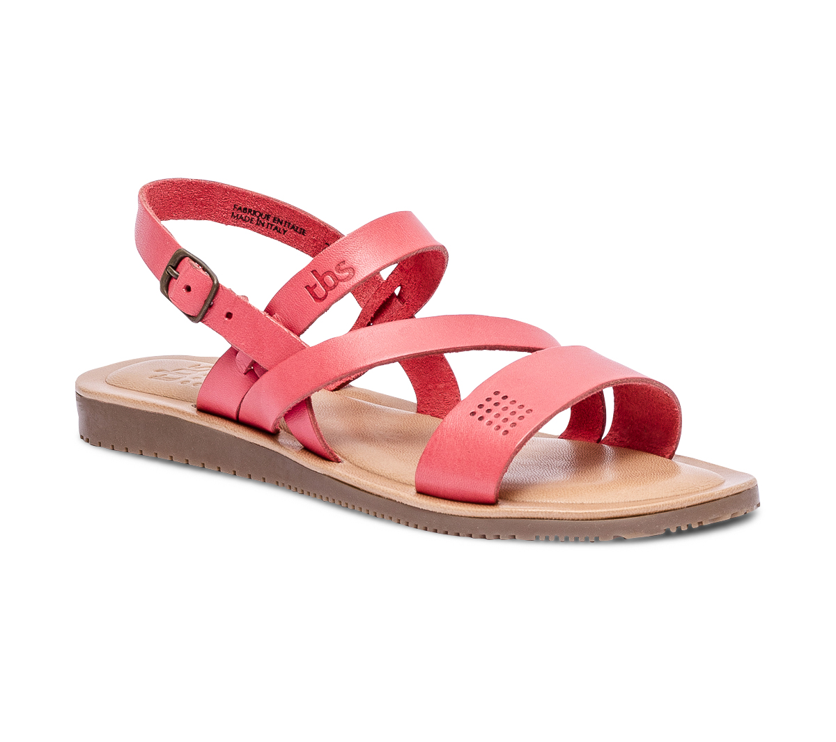 Sandale TBS rouge en cuir