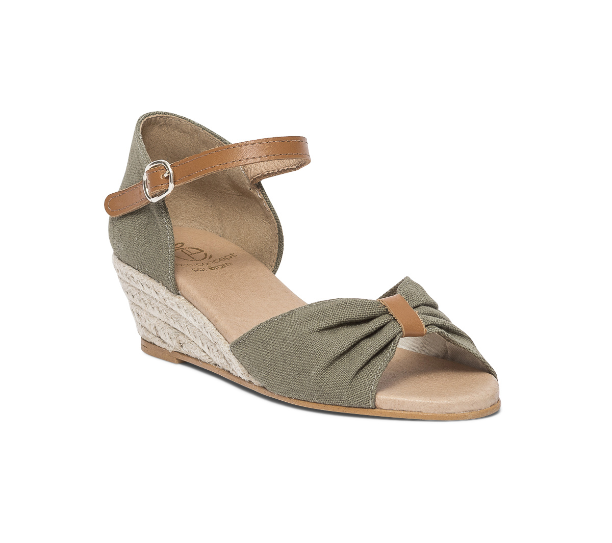 Sandale kaki en toile de coton et chanvre