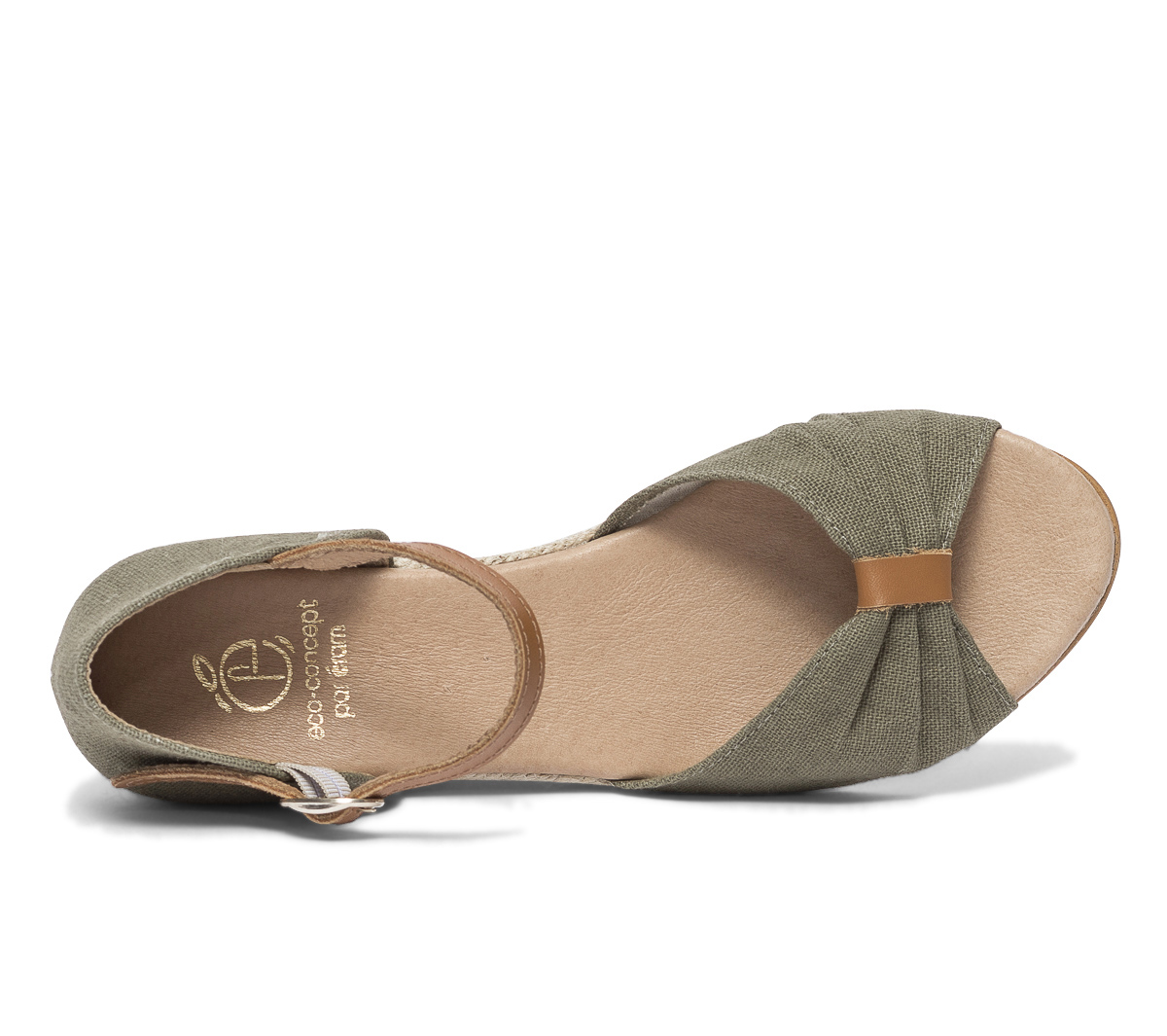 Sandale kaki en toile de coton et chanvre