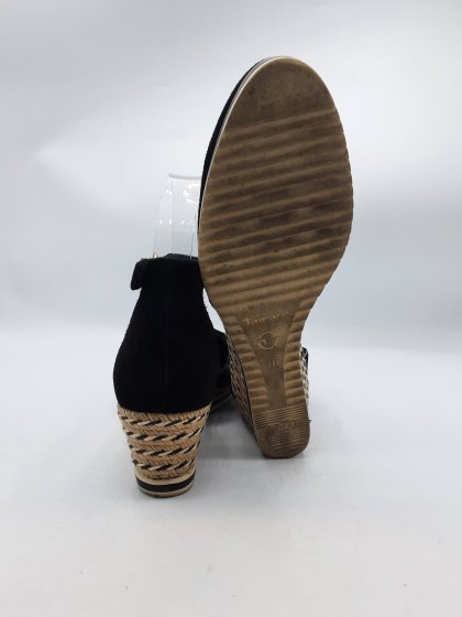 Sandales compensées TAMARIS noires de seconde main