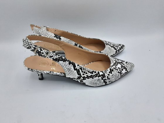 Escarpins sling back GEMO python noirs et blancs de seconde main