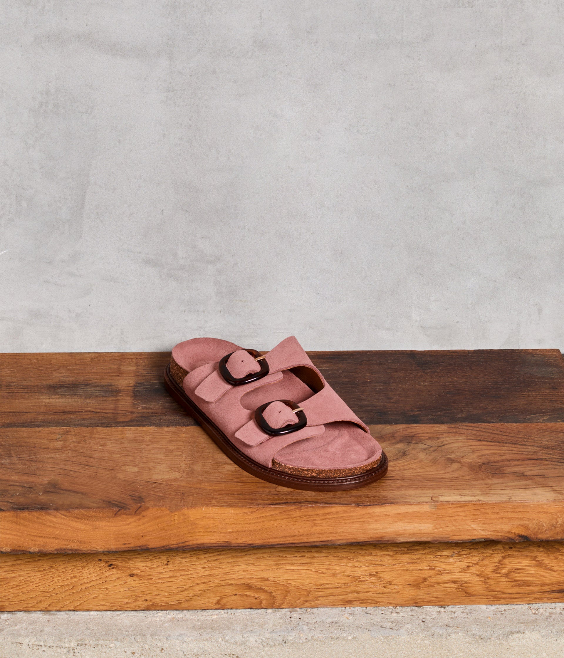 SANDALE PLATE JADE VIEUX ROSE