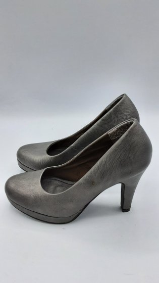 BALLERINE TALON CUIR GRIS FONCE GRANDS BOULEVARDS DE SECONDE MAIN