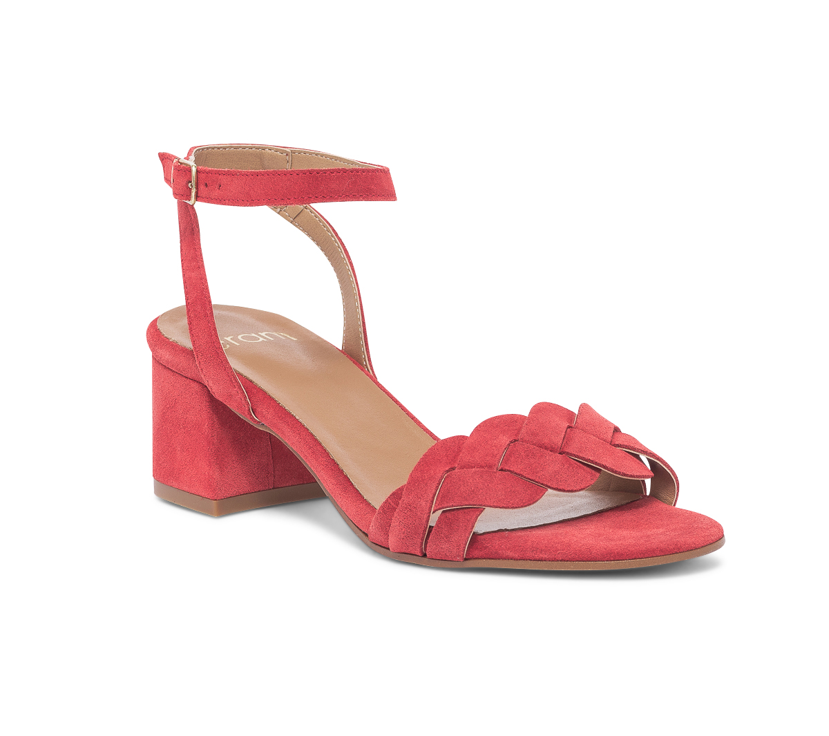 Sandale rouge en cuir velours