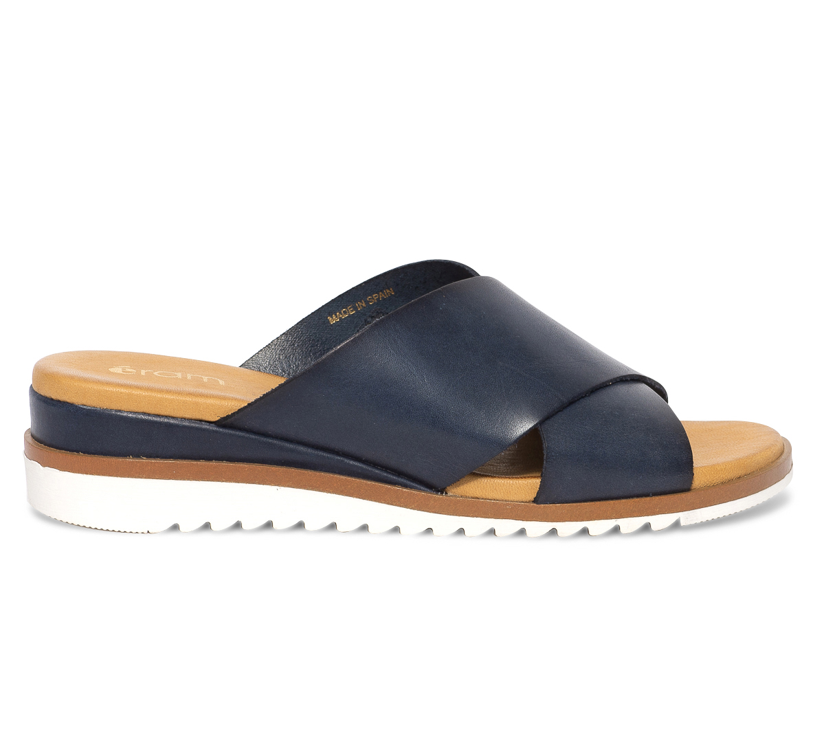 Mule bleu marine en cuir