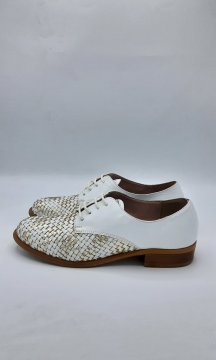 Derbies Donna Più blanc et doré de seconde main