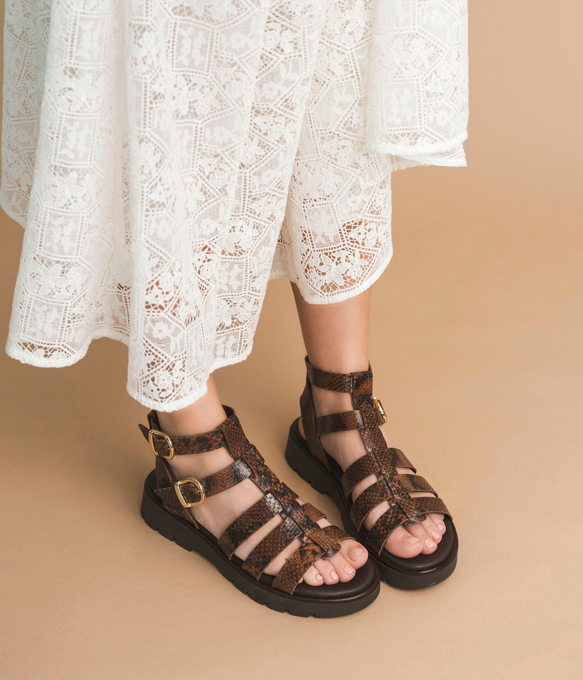 SANDALE GENIALE PYTHON MARRON
