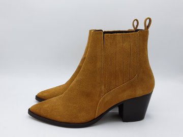 Bottines Brodequin 38 cuir velours jaune moutarde de seconde main