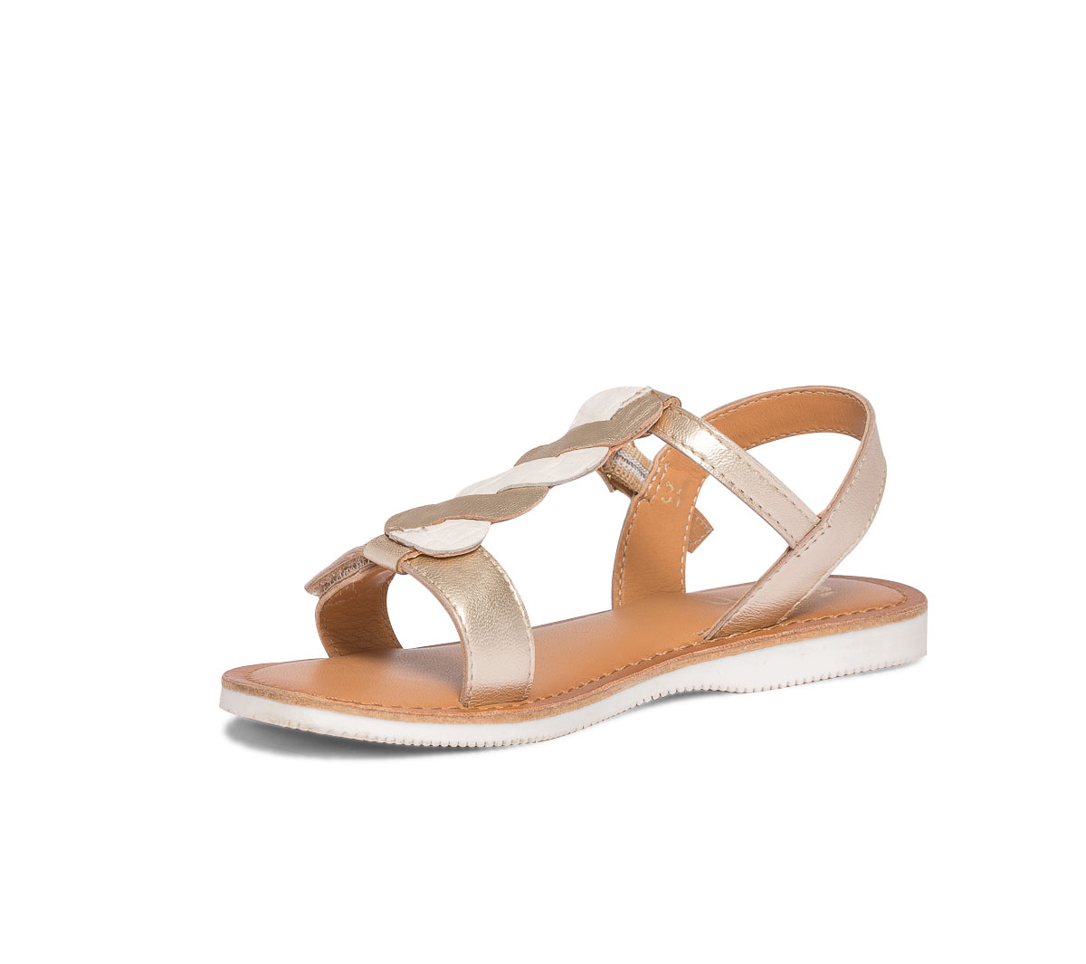 Sandale or en cuir à décors amovibles