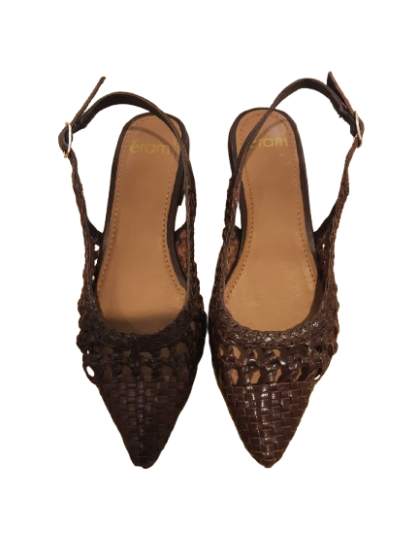 Escarpin slingback chocolat cuir tressée T36 ERAM de seconde main