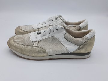 Basket karston effet python doré et blanc en 37