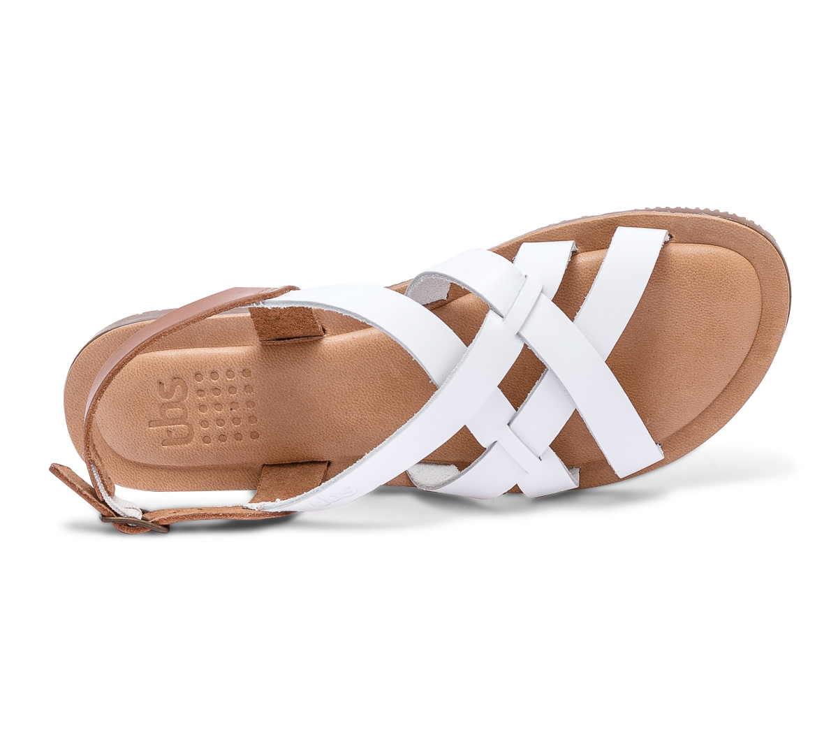 Sandale TBS blanche en cuir à brides croisées