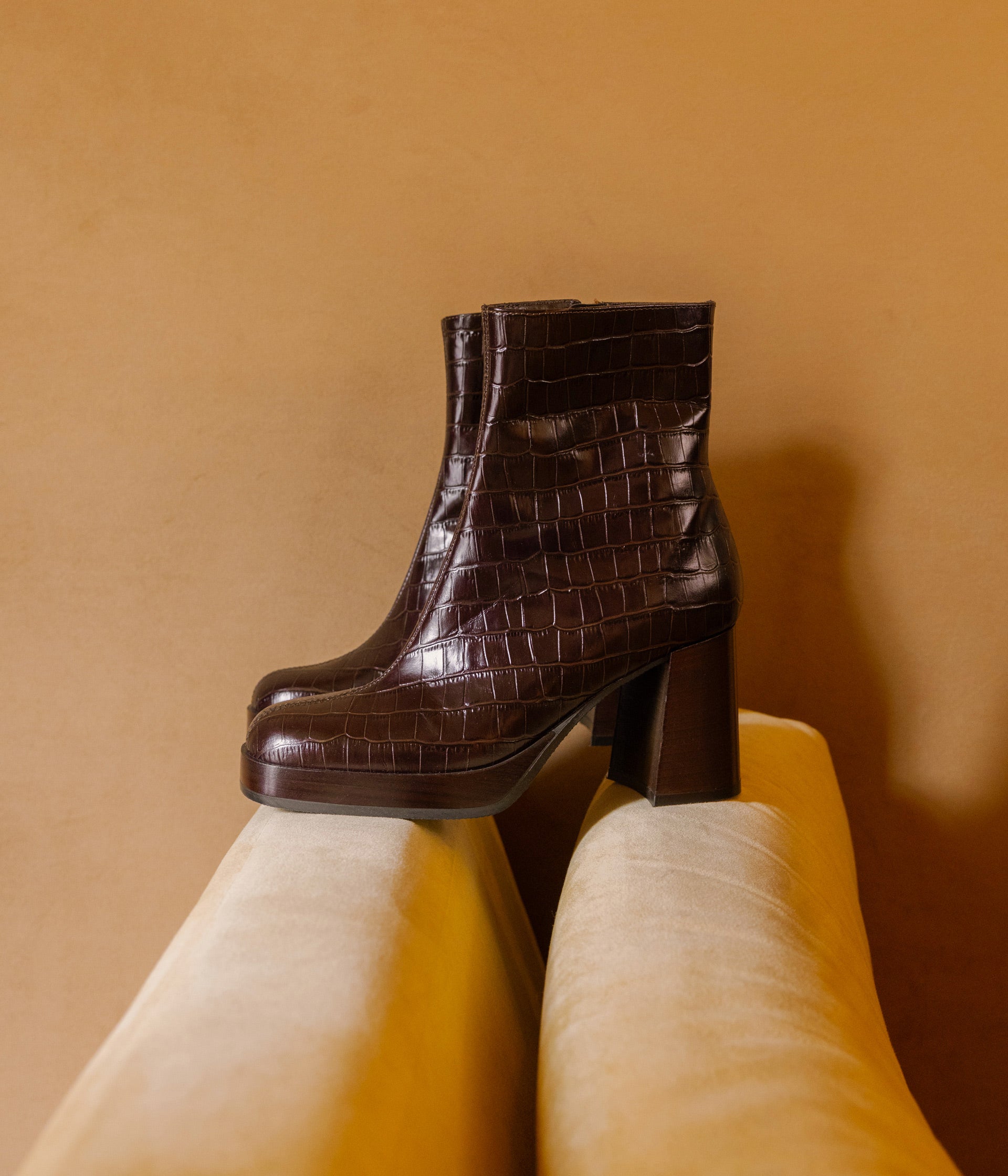 BOOTS EDITH CROCO MARRON