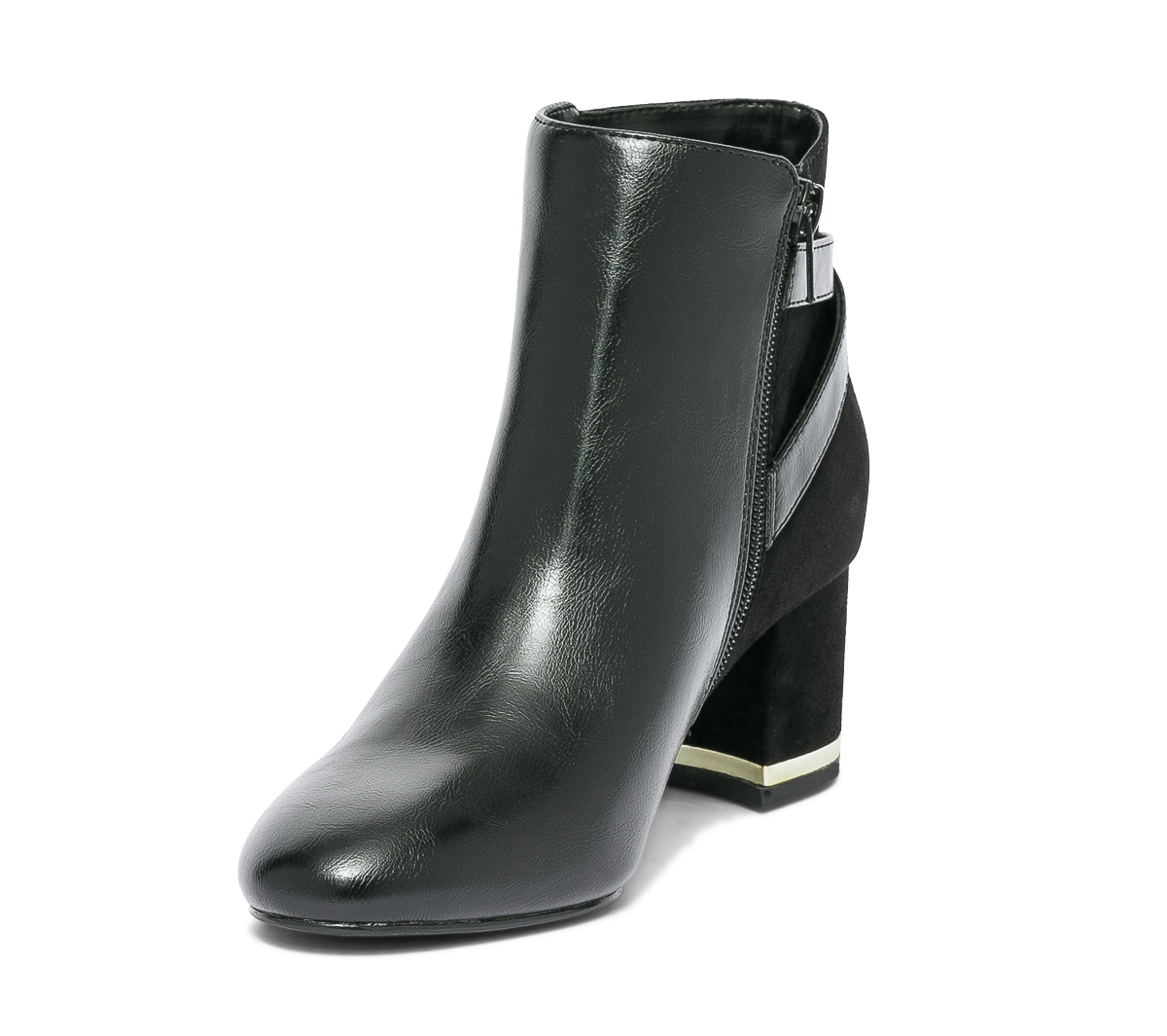 Boots noir en cuir bi matière