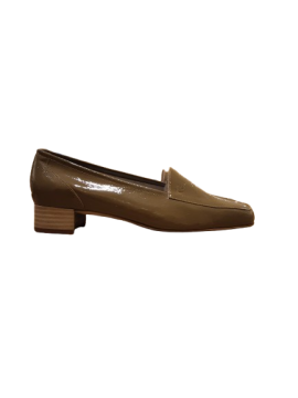Mocassins petit talon cuir vernis taupe KIM de seconde main