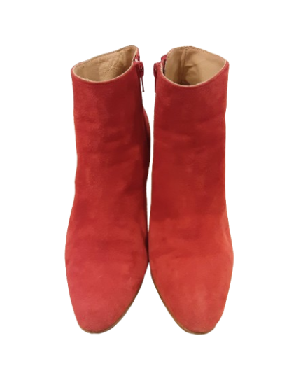 Bottine talon cuir velours rouge MINELLI T.39 de seconde main