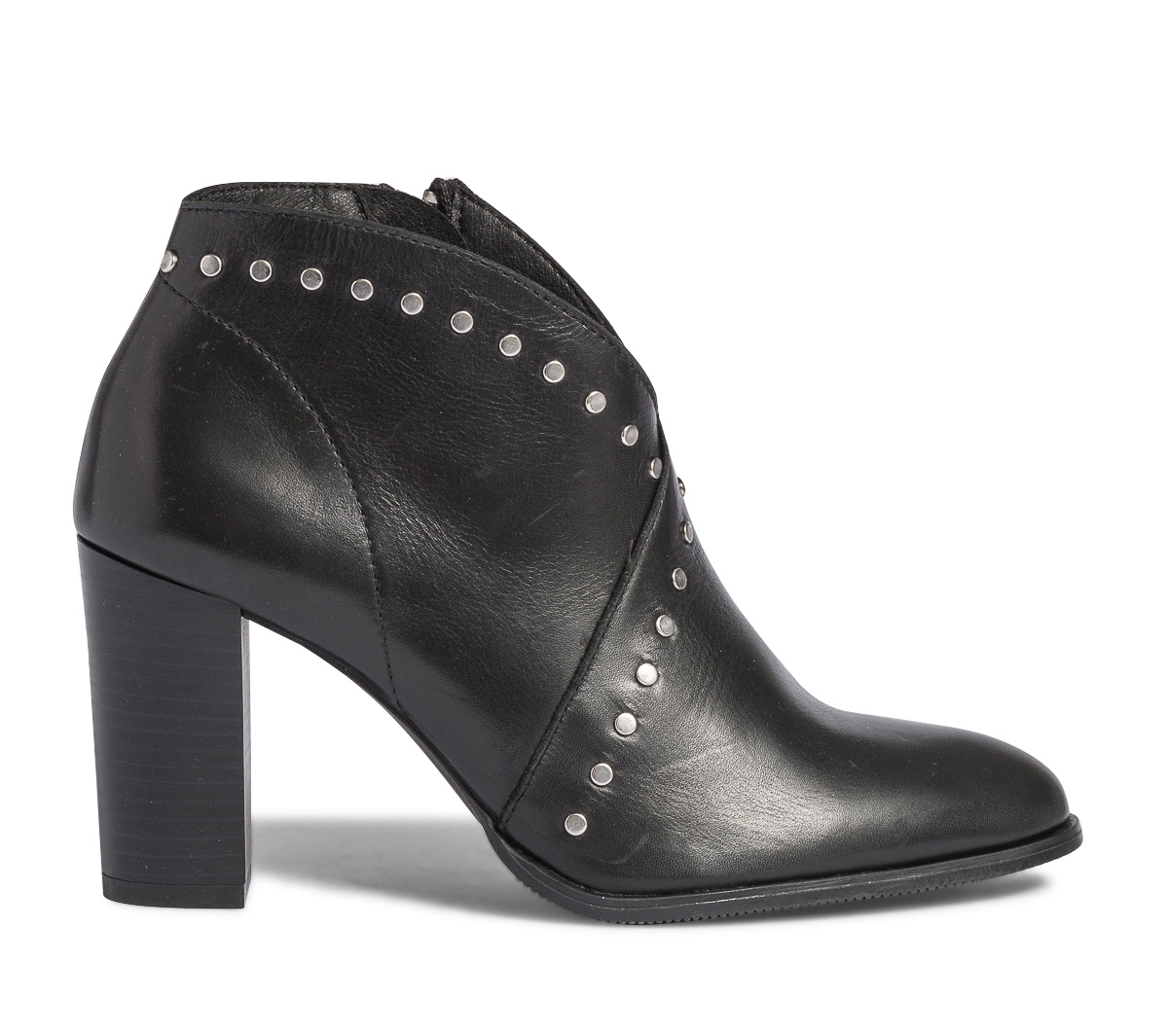 Low boots TEXTO noir en cuir à clous