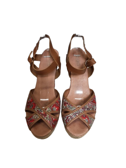 Sandale compensé imprimé fleurie cuir T41 de seconde main