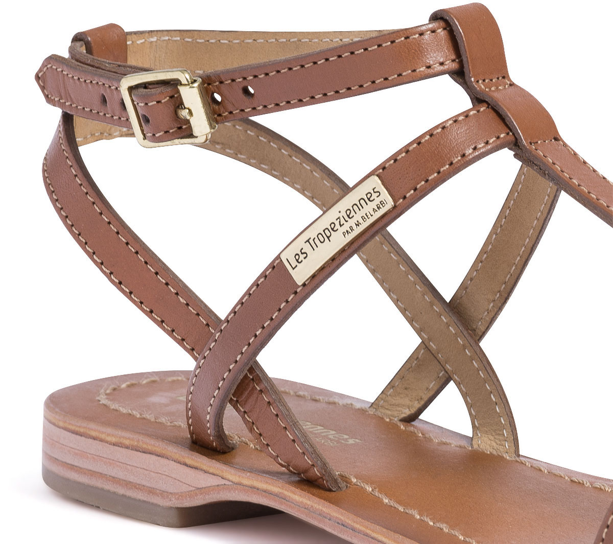 Sandale LES TROPEZIENNES marron en cuir