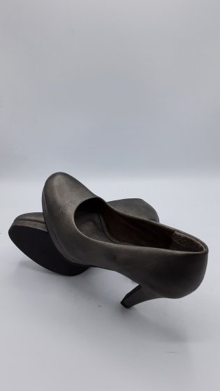 BALLERINE TALON CUIR GRIS FONCE GRANDS BOULEVARDS DE SECONDE MAIN