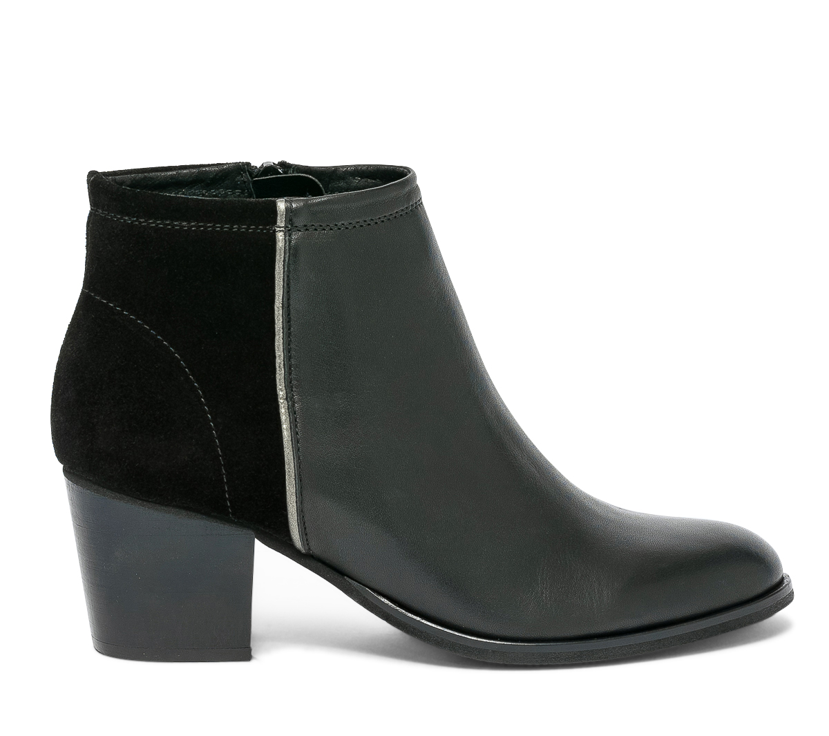 Boots noir en cuir et cuir velours