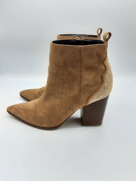 Boots Texto camel et strass de seconde main