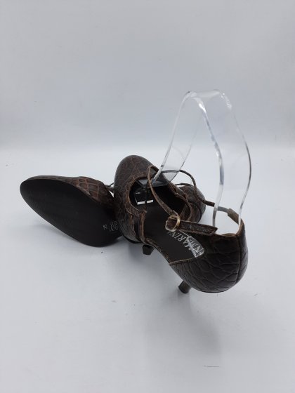 BALLERINE A TALON EN PYTHON MARRON SAN MARINA DE SECONDE MAIN