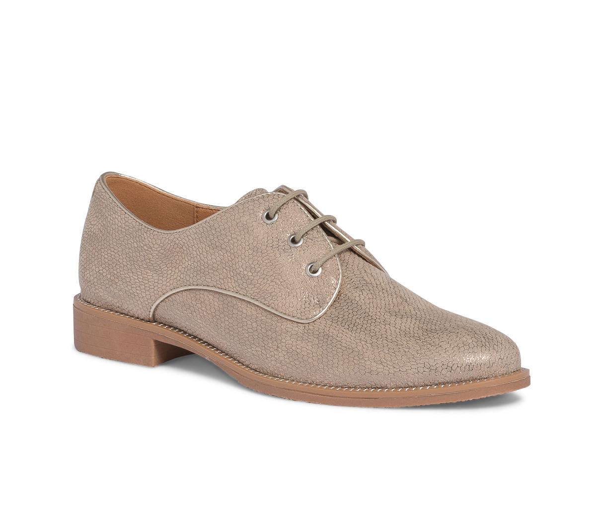 Derby beige suédé effet python