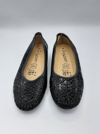 BALLERINE EN PYTHON NOIR EN CUIR COFORTISSIMO DE SECONDE MAIN