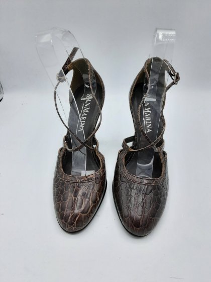 BALLERINE A TALON EN PYTHON MARRON SAN MARINA DE SECONDE MAIN