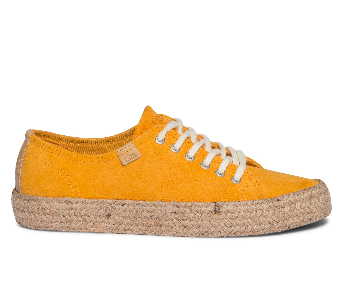 Tennis TBS jaune en cuir velours embossé