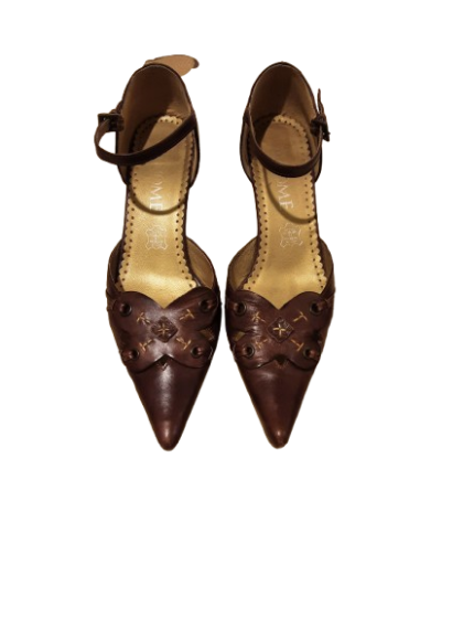Escarpin pointu en cuir marron - BINOME T38 de seconde main