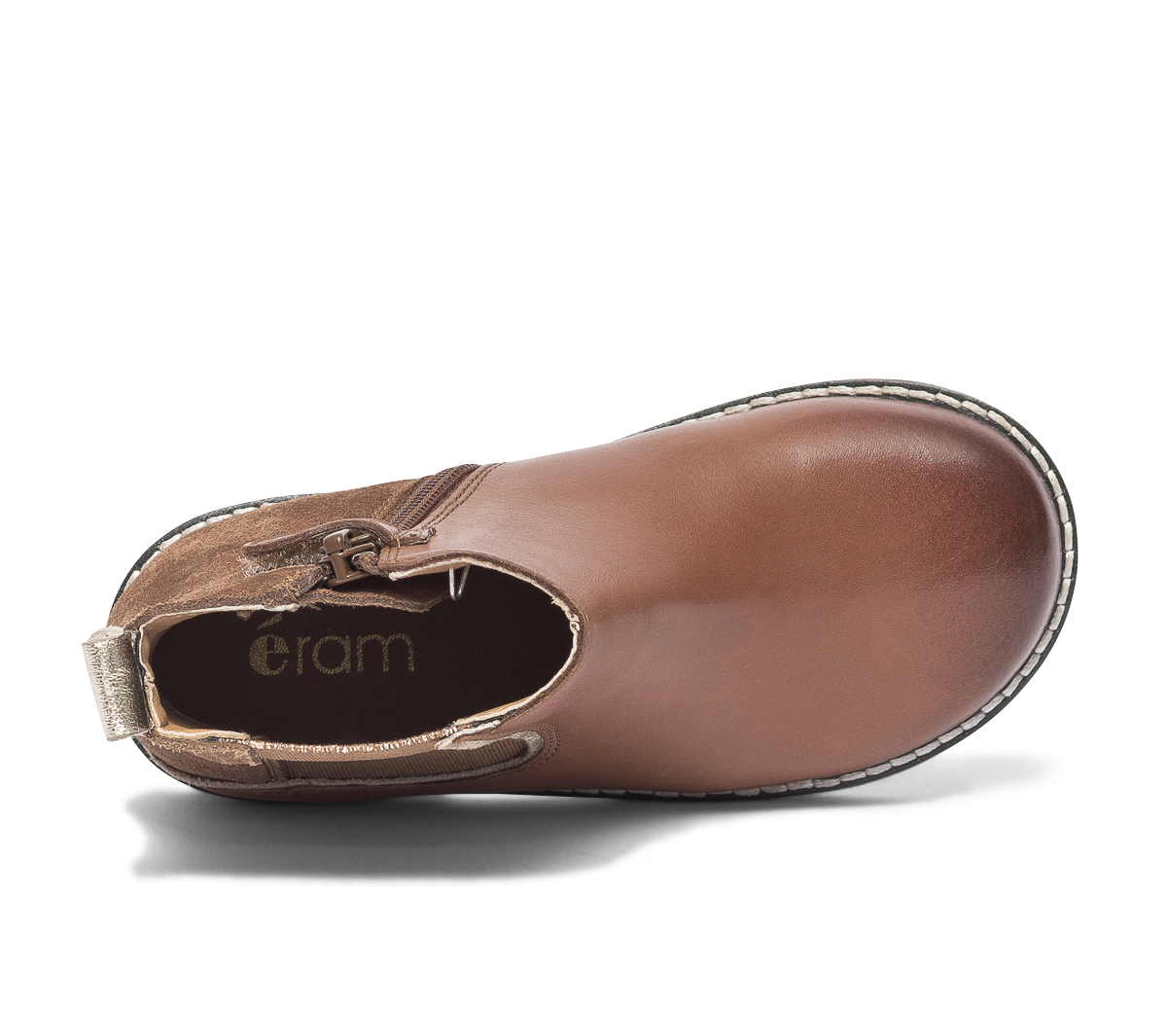 Chelsea boots camel et or en cuir