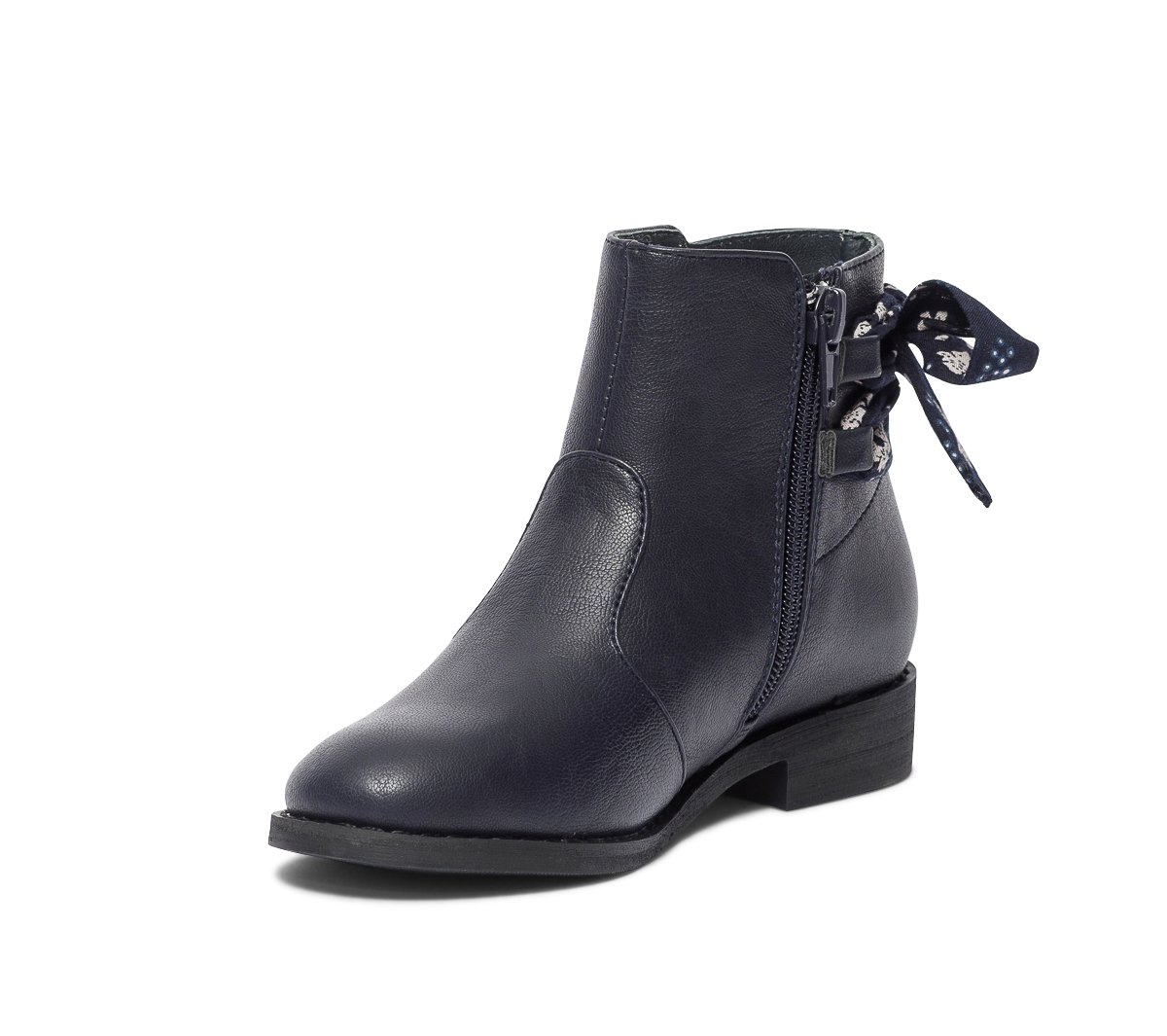 Boots marine avec ruban imprimé