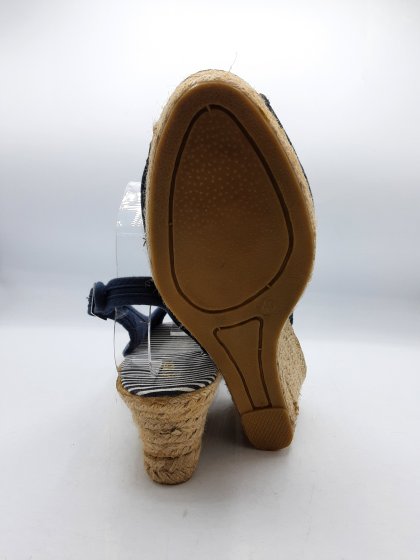 Sandales compensées TEX marine de seconde main